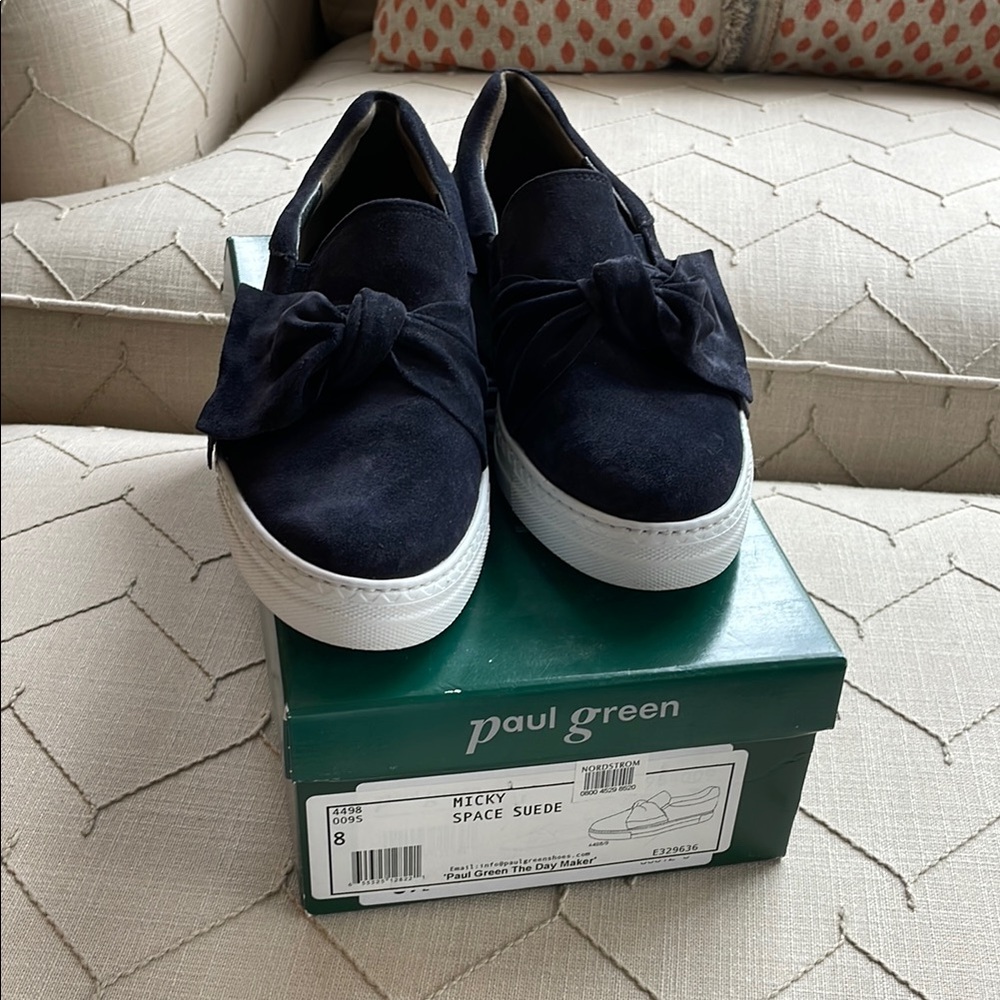 Paul Green Navy Sneakers with Bow Detail